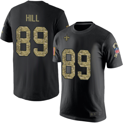 Men New Orleans Saints Black Camo Josh Hill Salute to Service NFL Football #89 T Shirt->new orleans saints->NFL Jersey